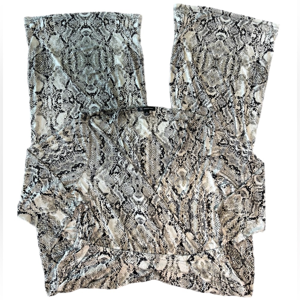 INC International Concepts Snake-Print Top in Black, Ivory White and White - Picture 2 of 6